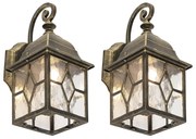 Zestaw 2 romantycznych lamp ściennych zewnętrznych brązowych - London