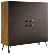 Komoda w stylu loft z półkami dąb craft + czarny K2-N12