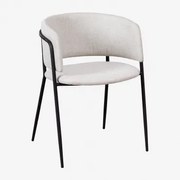 Krzesło Do Jadalni Tapicerowane Nalon Czarny & Tkaniny Distressed White & Tela - Sklum