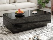 Stolik kawowy 100x31x50 cm - z 2 szufladami - Błyszczące wykończenie - Płyty wiórowe - Czarny