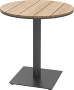 Outsunny Stół Ogrodowy Ø70 cm, Odporny na Warunki Atmosferyczne, Okrągły Balkonowy z Lamelami, Stalowy Ø70 x 74H cm, Drewno Naturalne