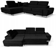 Narożnik rogówka rozkładany f spania Bosso lewy Family meble czarny welur