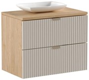 Nowoczesna szafka pod umywalkę kaszmirowy + orzech H2-C79