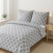 Pościel 160x200 z mikrofibry maroko szaro-biała komplet