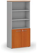 Szafa biurowa kombinowana PRIMA GRAY, drzwi na 2 poziomach, 1781 x 800 x 420 mm, szary/wiśnia