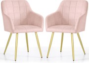 Zestaw 2 różowych krzeseł welurowych D1-P90