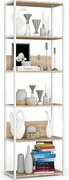 Regał loft AKORD metalowy Biały 60 cm kolor Dąb Sonoma mat 6 półek 60x32x192 cm