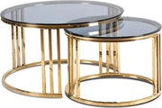 Zestaw Stolików Kawowych TRITON MAX 80 cm/60 cm Szary/Złoty Glamour