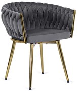 Szare obrotowe krzesło welurowe glamour M8-G37