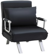 HOMCOM Fotel rozkładany 2w1 sofa do spania z regulowanym oparciem czarny kompaktowy design | Aosom PL