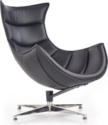 Czarny fotel wypoczynkowy ze skóry Luxor