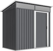 Outsunny Domek na Narzędzia z Oknami, Wentylacją, Drzwiami Przesuwnymi, Stal Wodoodporna, Odporny na Warunki Atmosferyczne, Ciemnoszary
