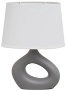 Biało-szara lampa stołowa ceramiczna z tekstylnym kloszem (wysokość 30 cm) – Casa Selección