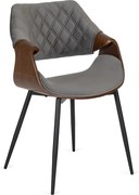 Krzesło Tapicerowane z Drewna Giętego do Salonu DAKOTA Szare/Orzech Welurowe Nowoczesne Loft