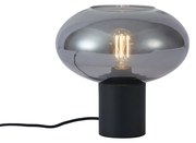 Designerska lampa stołowa czarna z przydymionym szkłem - Umbrella