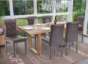 Krzesło do jadalni MCW-E58 (zestaw 6 sztuk),  imitacja skóry brązowy, ciemne nogi