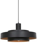 Retrowana lampa wisząca czarna ze złotym wnętrzem - Flinter Retro Oswietlenie wewnetrzne