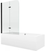 Mexen Cube wanna prostokątna 170 x 80 cm z obudową i parawanem 2-skrzydłowym 80 cm, transparent, czarny - 550517080X9008027000