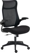 HOMCOM Ergonomiczny fotel biurowy z 3D podłokietnikami, siatkowym oparciem, S-kształtnym oparciem, zagłówkiem, funkcją bujania, czarny