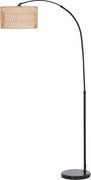 HOMCOM Lampa stojąca z abażurem z liny konopnej, regulowana wysokość, wyłącznik nożny, metal, czarna