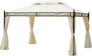 Pawilon Ogrodowy 3x4m Kremowy z Podwójnym Daszkiem Namiot Imprezowy Festyn Stylowa Pagoda | Aosom PL