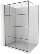 Mexen Kioto ścianka prysznicowa Walk-in 130 x 200 cm, czarny wzór 8 mm, złota - 800-130-101-50-77