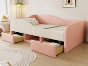 Tapicerowane łóżko dziecięce 90x190 cm - z 2 szufladami - z stelażem lamelowym - Różowy (materac nie jest wliczony w cenę)