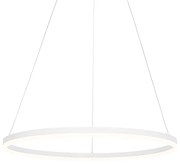 Designerska lampa wisząca biała 80 cm z wbudowanym LEDem o 3-stopniowej regulacji jasności - Anello