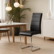 Krzesło Tapicerowane do Jadalni LOCA Czarne Na Płozach Ekoskóra Nowoczesne