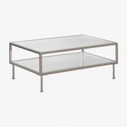 Rectangularny Stolik Kawowy 90x60 Cm Ze Stali I Szkła Paoline Szczotkowana Szarość - Sklum