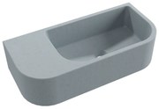 Umywalka betonowa wisząca / nablatowa półokrągła z półką bez otworu na baterię 65 x 30 cm LARMO | różne kolory : Kolor - Ciemny szary, Typ montażu - nablatowa
