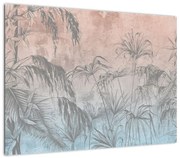Obraz - Tropikalne rośliny na ścianie (70x50 cm)