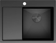 Mexen Exar zlewozmywak stalowy 1-komorowy z ociekaczem, prawy 620 x 480 mm, czarny - 6432621005P-70