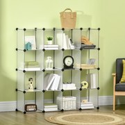 HOMCOM DIY system regałów sześcianu z drzwiami 16 kostek stojak stojący 125 x 32 x 125 cm