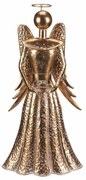 Świąteczna deoracja metalowa Anioł 49 cm, kieliszek na świeczkę tealihgt, złoty