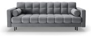 Jasnoszara aksamitna rozkładana sofa ze schowkiem 222 cm Bali – Cosmopolitan Design