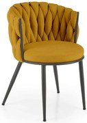 Musztardowe krzesło tapicerowane w stylu modern glam S1-W55
