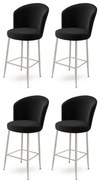Zestaw krzeseł barowych Alte Black and Chrome, 4 szt., 4 szt.