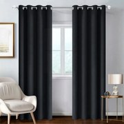 Zasłona gotowa matowa na przelotkach gładka bez wzorów 140x260 cm czarna