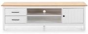 Biała szafka pod TV z litego drewna sosnowego 158x47 cm Miranda – Marckeric