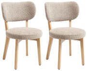 Zestaw 2 krzeseł z tkaniny z bukli i drewna kauczukowca - Taupe - TORIEL
