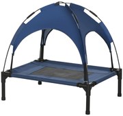 PawHut Łóżko dla zwierząt domowych na zewnątrz - łóżko dla psa, odporne na warunki atmosferyczne, z daszkiem, 61cm x 46 cm x 62 cm, Granatowy + Czarny