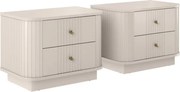 Zestaw szafek nocnych Vesper 56 cm na cokole - kaszmir / złote uchwyty