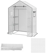 Outsunny Zamienna folia do szklarni, pokrywa z ochroną UV, drzwi rolowane, boczne okna, 140 x 73 x 190 cm, Biały