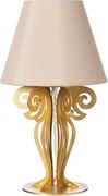 Lampa stołowa Circeo Ø24x40 cm, przezroczysta złota podstawa z żelaza, abażur z tkaniny w kolorze piaskowym, E27, made in Italy