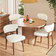 Zestaw 4 krzeseł do jadalni z litego drewna - 53 x 58,5 x 75 cm - Styl nowoczesny - aksamit - beż