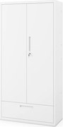 Szafa modułowa metalowa wielofunkcyjna z szufladą biała MEGAN 1850 x 900 x 400 mm