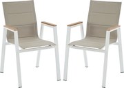 Zestaw 2 sztuk sztaplowanych  foteli ogrodowych z aluminium i textylenu - Biały - LIOUS od MYLIA