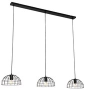 Industrialna lampa wisząca czarna 3-światłowa - HanzePrzemysłowy Oswietlenie wewnetrzne