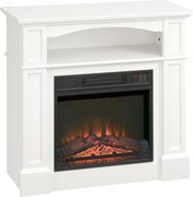 HOMCOM Elektryczny kominek z efektem płomienia 3D LED, zdolność grzewcza 30 m², pilot, Biały/Czarny